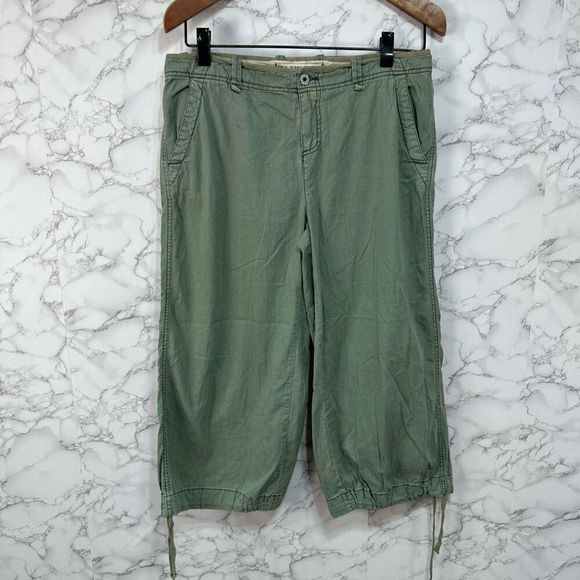 Polo Ralph Lauren Women’s Crop Wide Leg Pants sz M Green Y2K #F342 - Picture 1 of 7